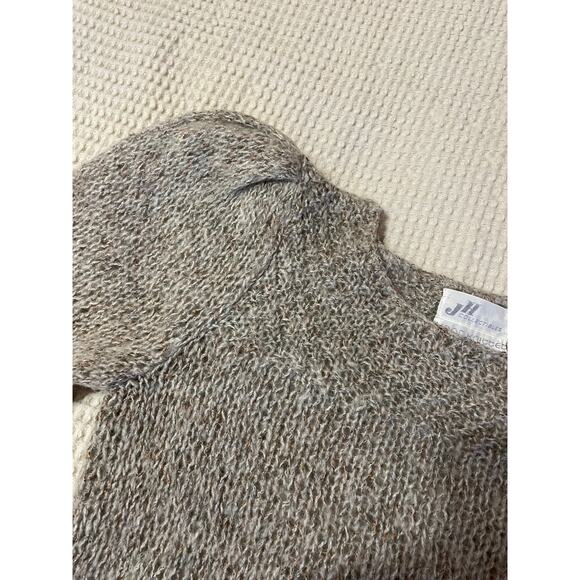 VTG JH Collectibles Hand Knitted Gray Wool Blend Puff 3/4 Sleeve Sweater Medium - Picture 9 of 12